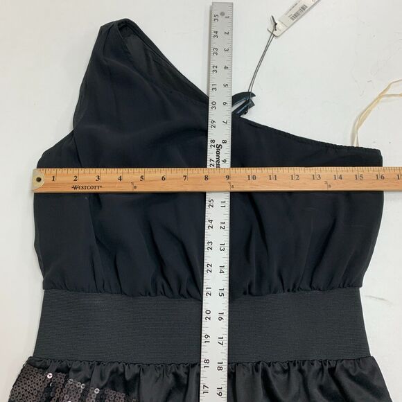She Said... Sequin Cocktail Dress Womens S Small Black One Shoulder Banded Waist - Picture 8 of 15